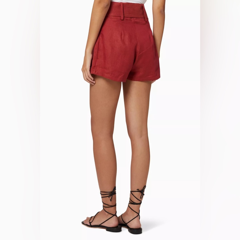 BONDI BORN High Waist Red Tie-Front Shorts - Picture 2 of 9